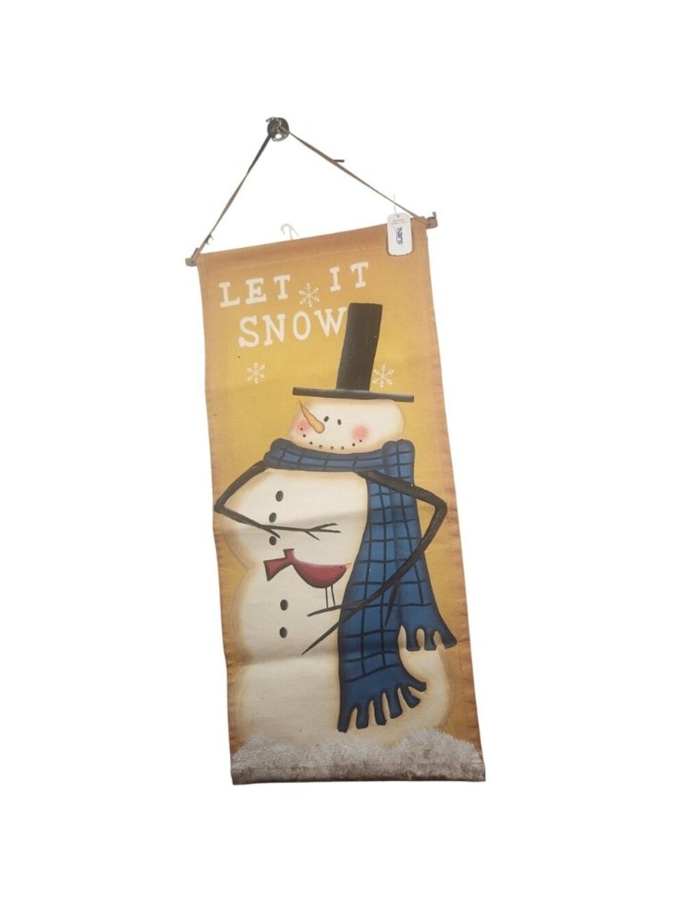 Sears‎ Let It Snow Snowman Canvas Hanging Banner Winter Decor rustic 13x29 NEW